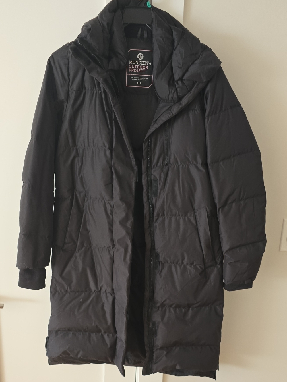 Mondetta Sz S Women's Black Long Hooded Down Puffer Coat